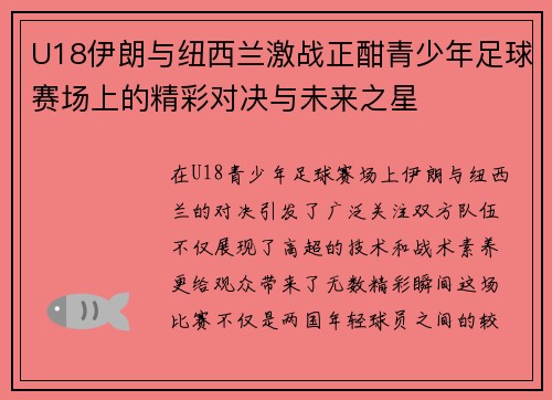 U18伊朗与纽西兰激战正酣青少年足球赛场上的精彩对决与未来之星