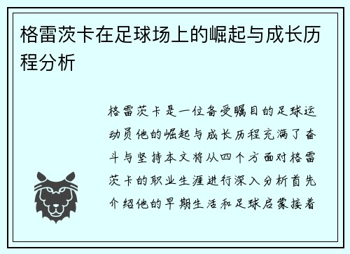 格雷茨卡在足球场上的崛起与成长历程分析
